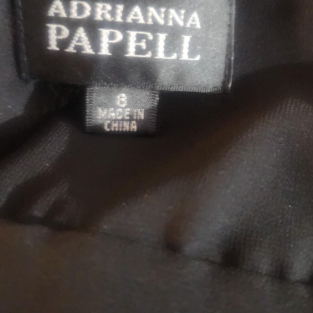 Adrianna Papell Black Satin V-Neck A-Line Dress - Picture 2 of 8